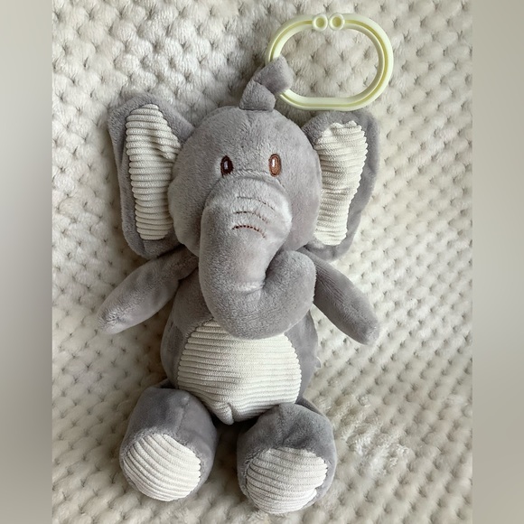 Kellytoy Elephant Plush Rattle Crinkle Ear Embroidered Eyes Hang Stuffed Animal - Picture 2 of 10